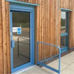 RAL COLOUR 5024 Wall To Floor Glazed automatic door barrier