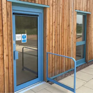 RAL COLOUR 5024 Wall To Floor Glazed automatic door barrier