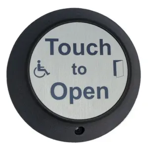 faux stainless push button for automatic doors. round touch to open door touch sensors