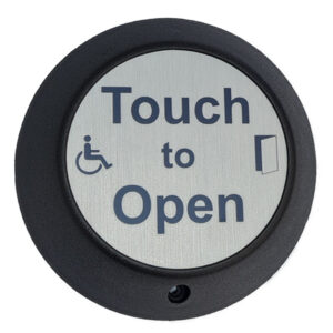 faux stainless push button for automatic doors. round touch to open door touch sensors