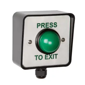 Weatherproof Press to Exit Green Dome Button Press to Exit Weatherproof WP EBGBWC02 PTE IMAGE External exit button