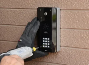 gsm intercom system installed on a wall