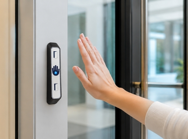 contactless door entry system for a commercial building