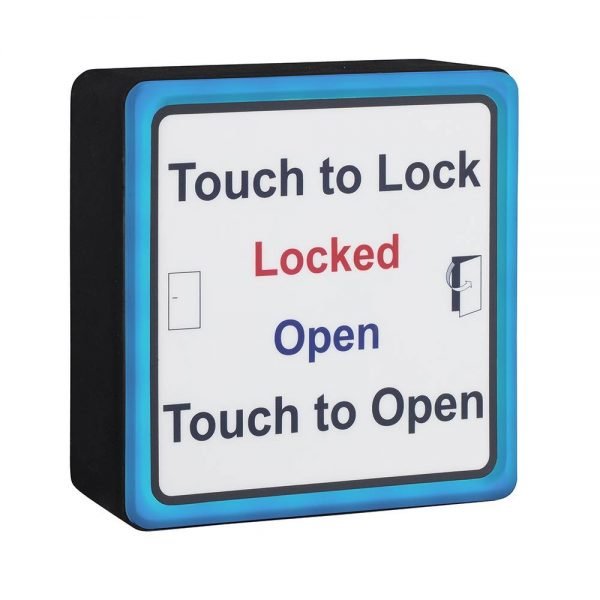 Square antimicrobial 'touch to lock' toilet door sensor sqwclock